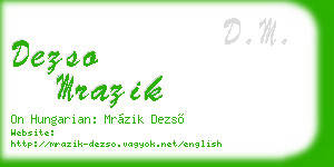 dezso mrazik business card