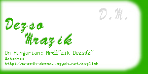 dezso mrazik business card